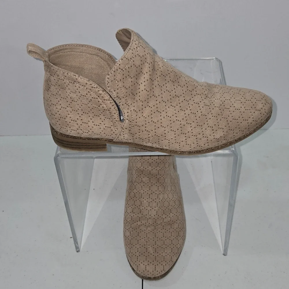 Dr. Scholls Rate Tan Perforated Ankle Booties Be Energized Comfort Shoes 8W